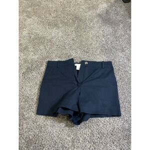HM Navy Blue Chino Shorts Womens Size 4 Mid Rise Cotton Twill Casual Summer